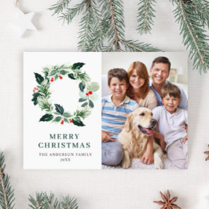 Cartão De Festividades Holly Berry Wreath Christmas PHOTO