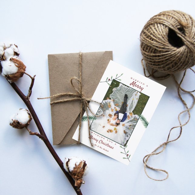 Cartão De Festividades Holly Branches 1rua Casamento de Natal (Criador carregado)