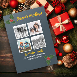 Cartão De Festividades Holly Christmas Card