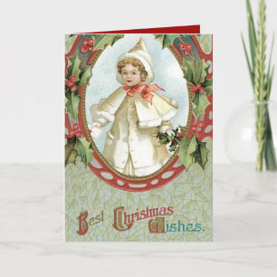 Cartão De Festividades Holly Christmas Card Vintage