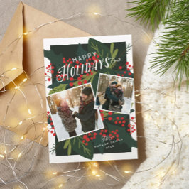 Cartão De Festividades Holly Days Berry Inclina 2 Snapshots de Foto