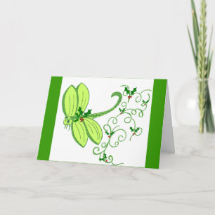 Cartão De Festividades Holly dragonfly Christmas Card