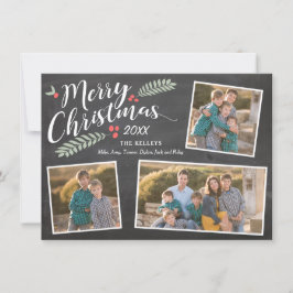 Cartão De Festividades Holly e Berries Feliz Natal Três Foto