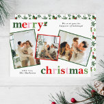 Cartão De Festividades Holly Feliz Natal Bright Family<br><div class="desc">Cartão de Natal brilhante e divertido para enviar para a família e amigos!</div>