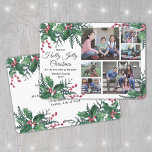 Cartão De Festividades Holly Jolly Christmas Greenery 6 Photo Collage<br><div class="desc">Tenha um Natal sagrado, é a melhor época do ano! Envie saudações na moda alegres e compartilhe 6 de suas fotos favoritas com um cartão de feriado personalizado de colagem de fotos. Todo o texto nesta modelo é simples de personalizar para incluir qualquer texto, como Feliz Natal, Felizes Feriados, Saudações...</div>