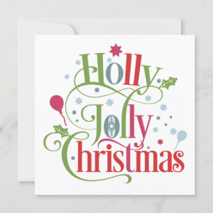 Cartão De Festividades Holly Jolly Christmas Quadrado de Script Moderno