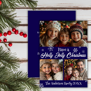Cartão De Festividades Holly Jolly Classic Blue E White Christmas Photo
