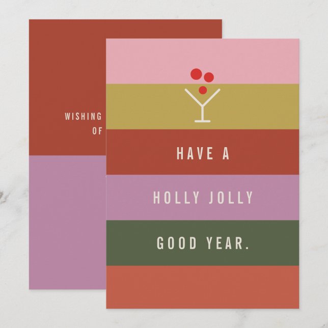 Cartão De Festividades Holly Jolly Greeting Card (Frente/Verso)
