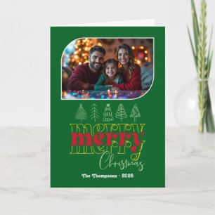 Cartão De Festividades Holly Jolly Hand Desenhou Feliz Foto De Natal
