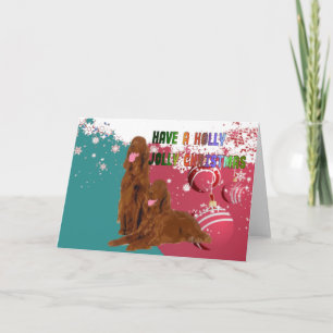 Cartão De Festividades Holly Jolly Irish Setter Card