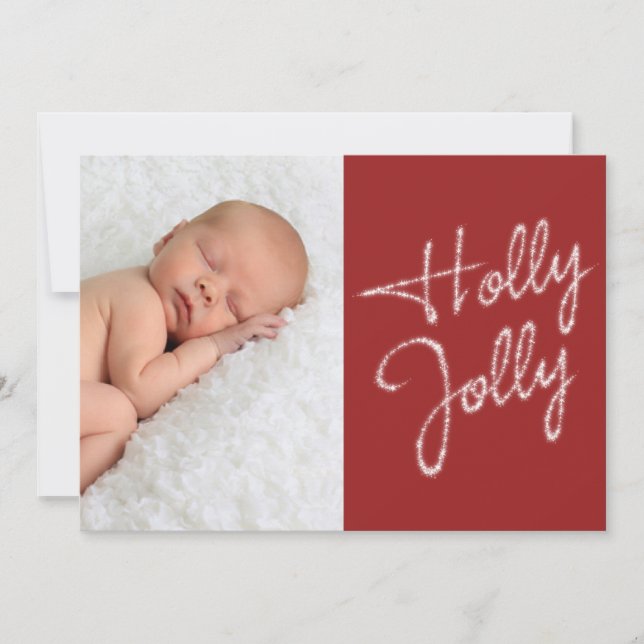 Cartão De Festividades Holly Jolly Photo Holiday Card (Frente)