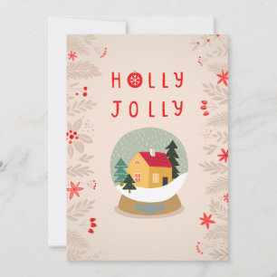 Cartão De Festividades Holly Jolly Snow Globe - Um Delírio de Férias Cozy