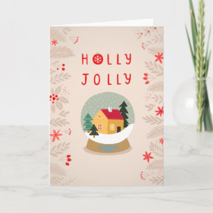 Cartão De Festividades Holly Jolly Snow Globe - Um Delírio de Férias Cozy