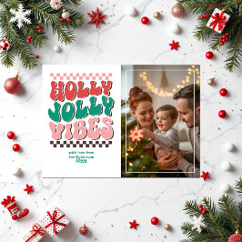 Cartão De Festividades "Holly Jolly Vibes" Foto de Natal