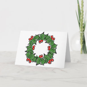Cartão De Festividades Holly Leaves, Holly berry, coroa de Natal