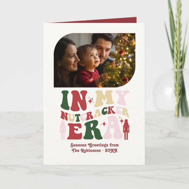 Cartão De Festividades Holly & Mistletoe Fun Retro Christmas Photos (Frente)