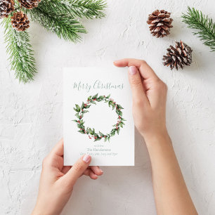 Cartão De Festividades Holly Red Berry Christmas Wreath