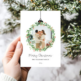 Cartão De Festividades Holly Wreath Ornament Feliz Foto de Natal