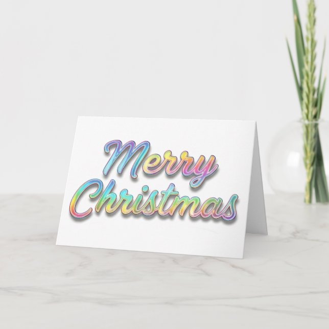 Cartão De Festividades Holographic Foil Script Merry Christmas (Frente)