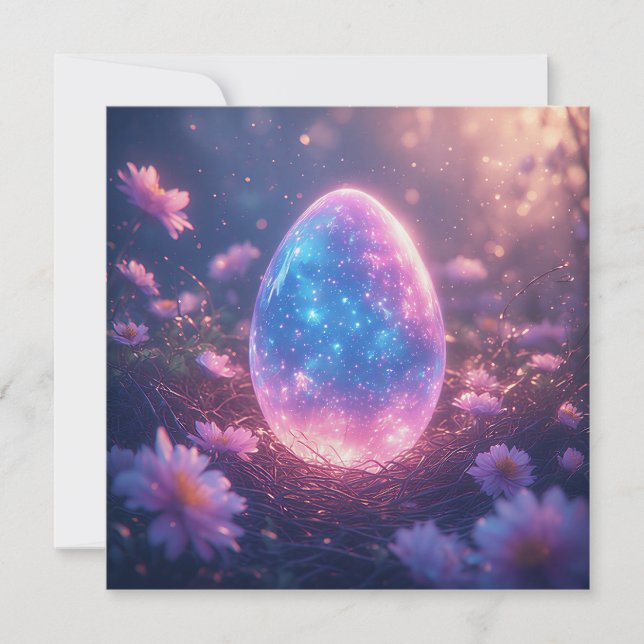 Cartão De Festividades Holographic Neon Easter Egg Card (Frente)