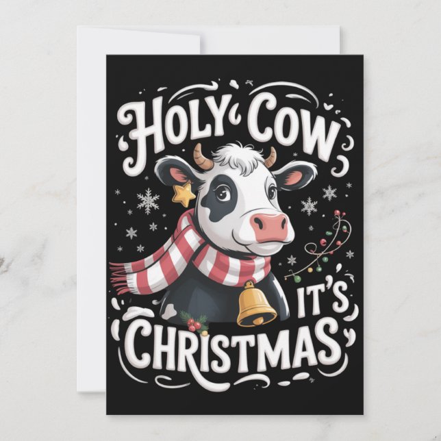 Cartão De Festividades Holy Cow It's Xmas Funny Cow Lover Farm Animal (Frente)