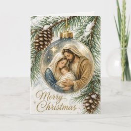 Cartão De Festividades Holy Family Ornament Catholic Christmas