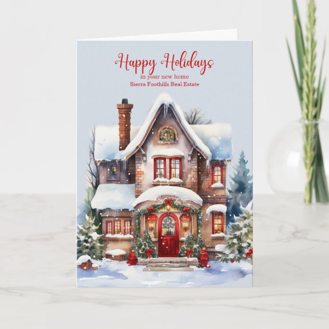Cartão De Festividades Home Themed Business Greeting from Realtor Custom (Frente)