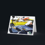 Cartão De Festividades Homem convertível da neve<br><div class="desc">CARDtoon por Henry Payne</div>