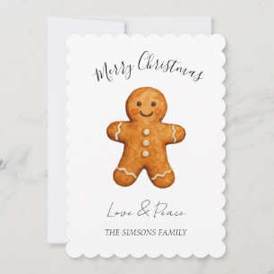 Cartão De Festividades Homem de Biscoito de Gengibre em Aquarela Feliz Na