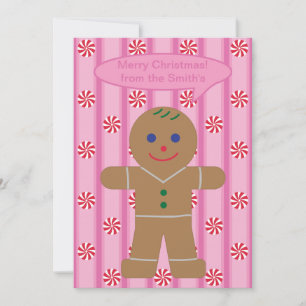 Cartão De Festividades Homem de Gengibre Rosa Divertido e Elegante de Nat