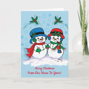 Cartão De Festividades Homem de neve