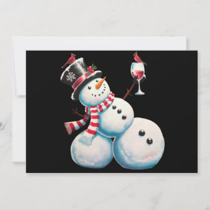 Cartão De Festividades Homem de Neve Com Vinho Natal Presente Engraçado d