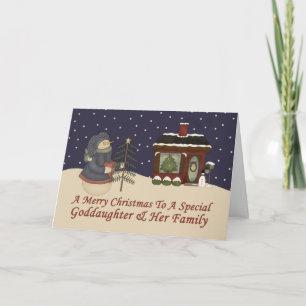 Cartão De Festividades Homem de Neve de Natal para a Filha Especial e Fam