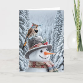 CARTÃO DE FESTIVIDADES HOMEM DE NEVE DE PICAPAU AMARELO - PAISAGEM INVERN