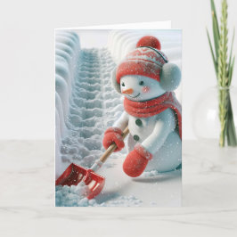Cartão De Festividades Homem de Neve Natal Com Tiro Vermelho