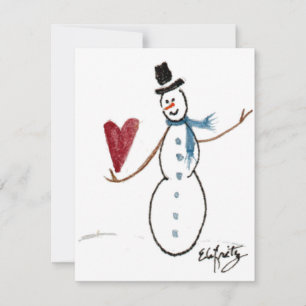Cartão De Festividades Homem de neve no TopHat dança com um feriado de c