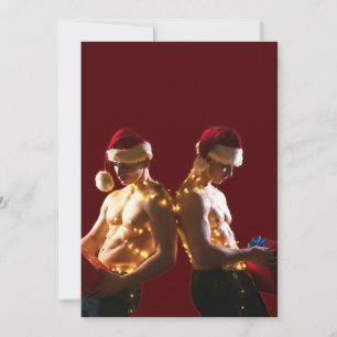 Cartão De Festividades Homens sem camisa do SlipperyJoe de volta ao Natal