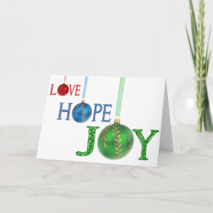 Cartão De Festividades Hope Love and Joy Christmas Ornaments Holiday