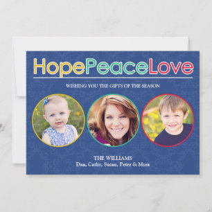 Cartão De Festividades Hope Peace Love Photos Holiday Flat Card