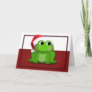 Cartão De Festividades Hoppy Christmas Santa Hat Froggy Card