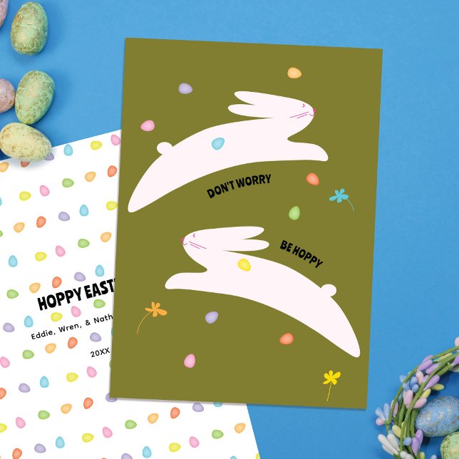 Cartão De Festividades Hoppy Easter Bunny | Modern Minimal Easter  (Criador carregado)