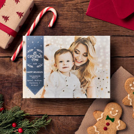 Cartão De Festividades Hora de Natal: Indígo Azul Feliz Feriados