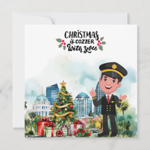 Cartão De Festividades Hora de Natal piloto na Flórida