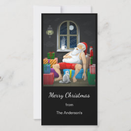 Cartão De Festividades Hora do Café na Véspera de Natal