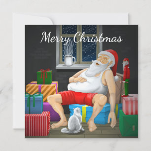 Cartão De Festividades Hora do Café Santa Claus