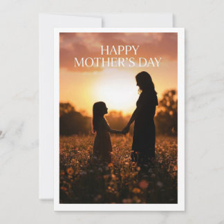 Cartão De Festividades Hora Dourada Mãe e Filha — Pôr do Sol com Flores S
