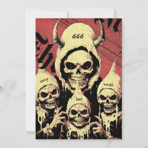Cartão De Festividades Horror oculto Esqueletos do diabo
