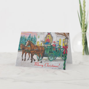 Cartão De Festividades Horse and Carriage Christmas Card