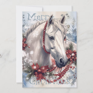 Cartão De Festividades Horse Winter Christmas Watercolor