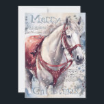 Cartão De Festividades Horse Winter Christmas Watercolor<br><div class="desc">Horse Winter Christmas Watercolor</div>